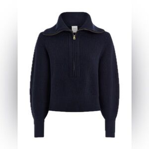 NWOT Varley Maura Half-zip Rib Knit Pullover in Navy Medium